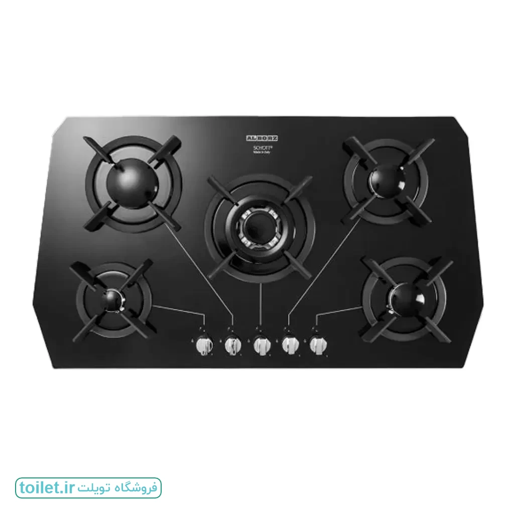 اجاق گاز پنج شعله شیشه ای استیل البرز مدل G5905 مشکی اجاق گاز پنج شعله شیشه ای استیل البرز مدل G5905 مشکی